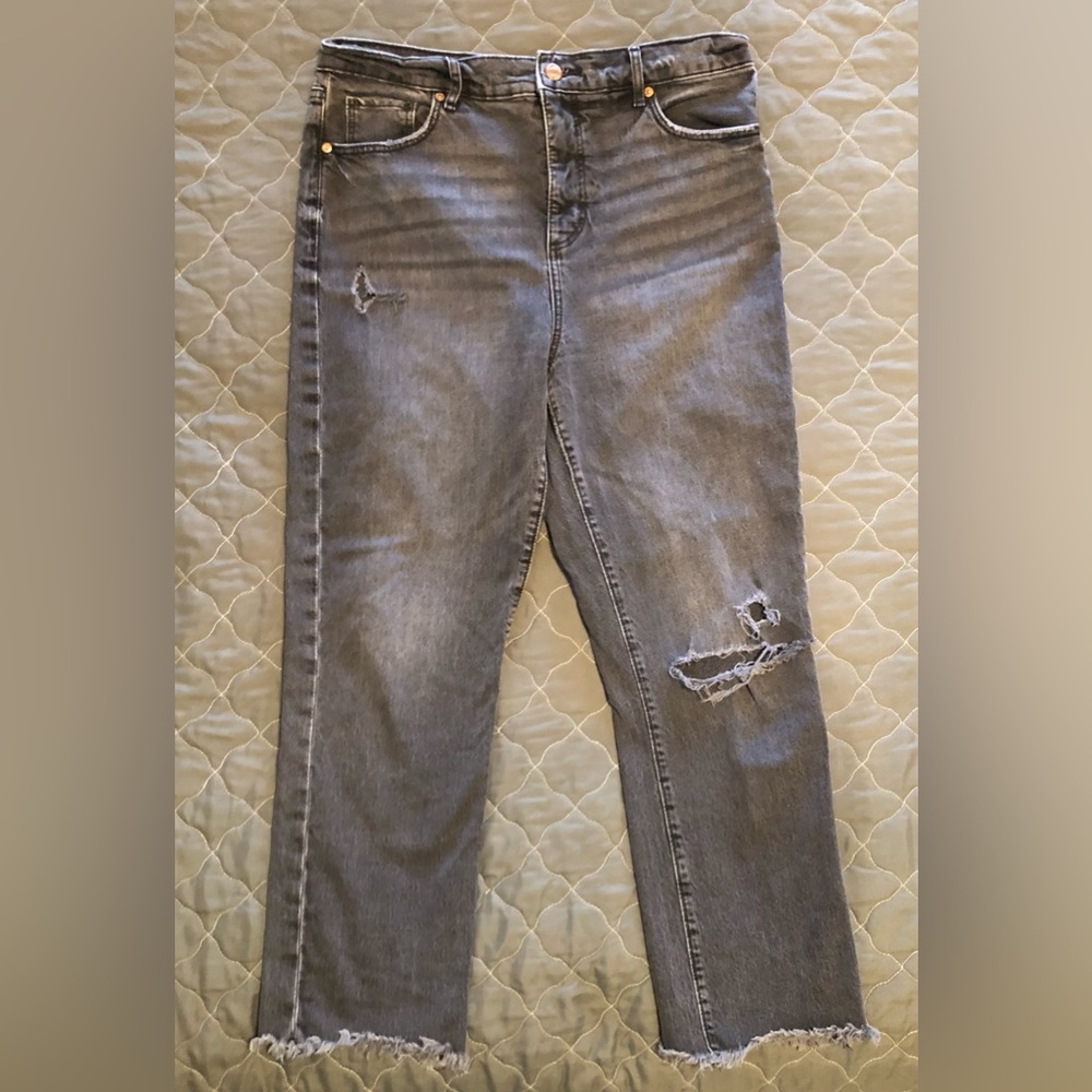 Loft straight crop jeans, faded black